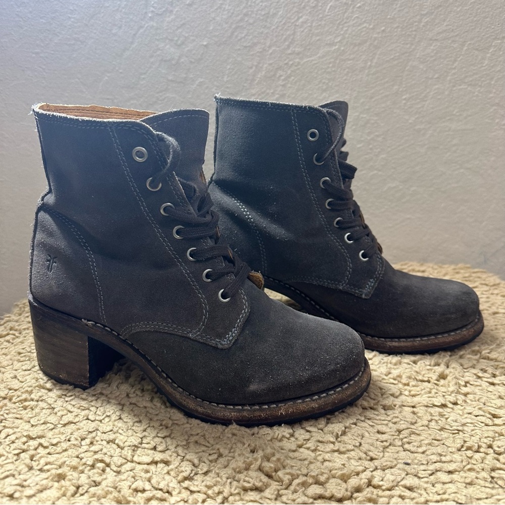 Womens Frye Sabrina 6G Lace Up Ankle Brown Suade Boots Size 6